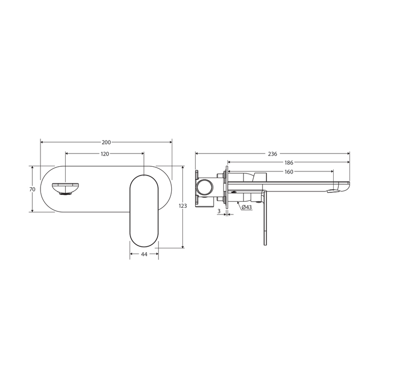 Fienza 234106GM-LF measurement drawing in millimetres