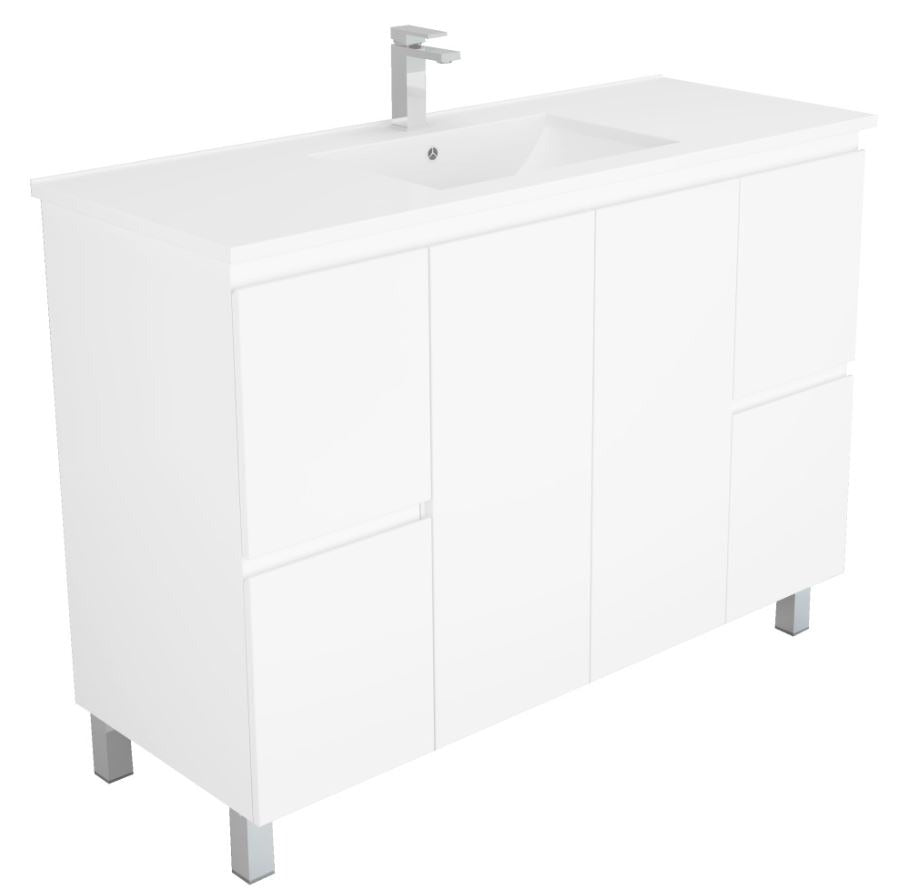 Bianca 1200mm Square Vanity on Legs with Ceramic Basin
