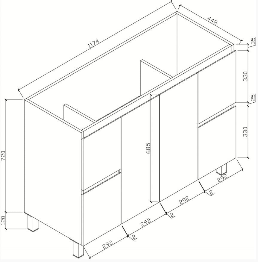 Bianca 1200mm Square Vanity on Legs with Ceramic Basin