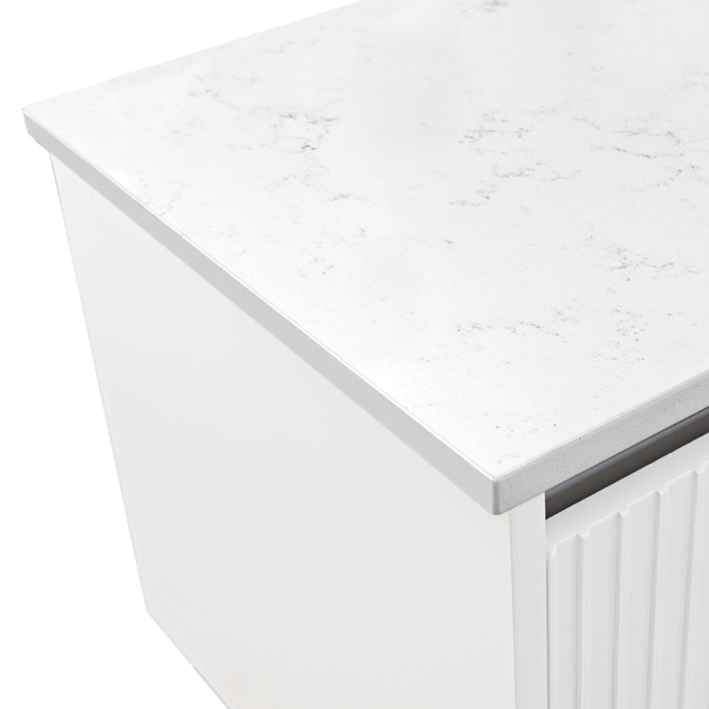 Fienza Bianco Marble Silica Free Stone Vanity Benchtop, Rectangular Full Depth