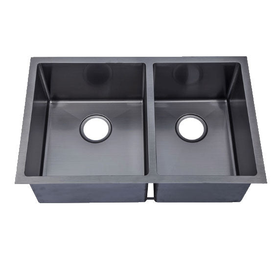 Black Double Bowl Kitchen Sink Handmade 760x440mm