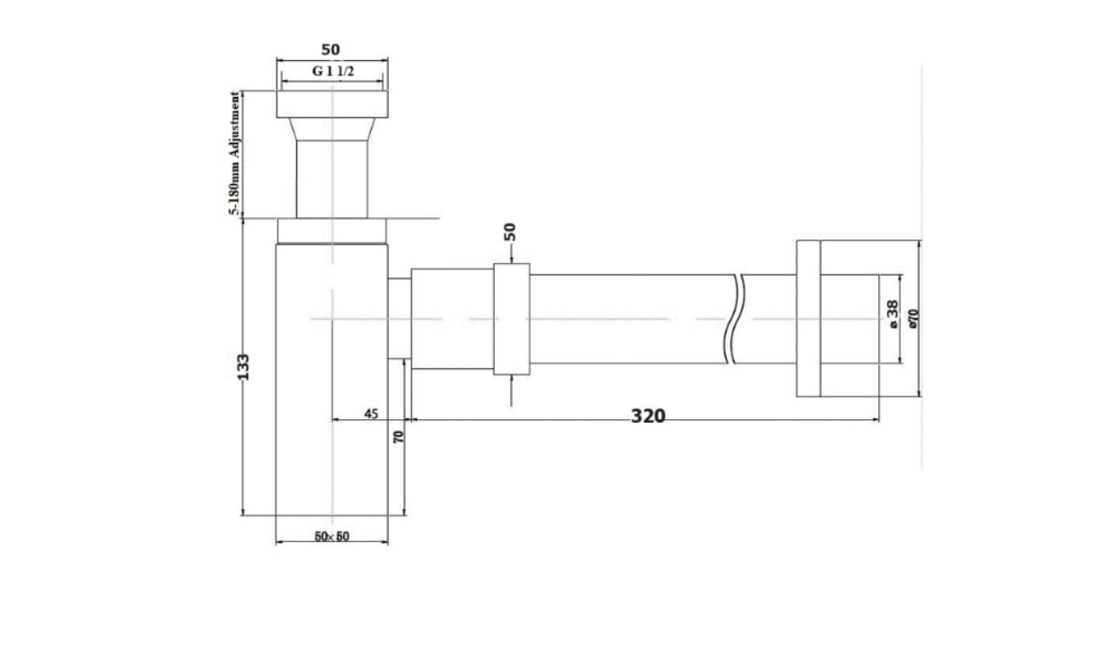 Ovia Round Bottle Trap Brushed Gun Metal