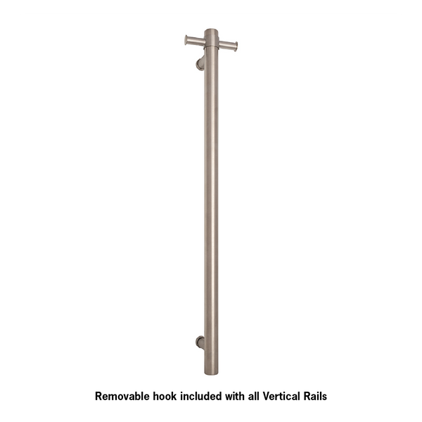 VS900HBR Brushed Round Vertical Single Heated Towel Rail