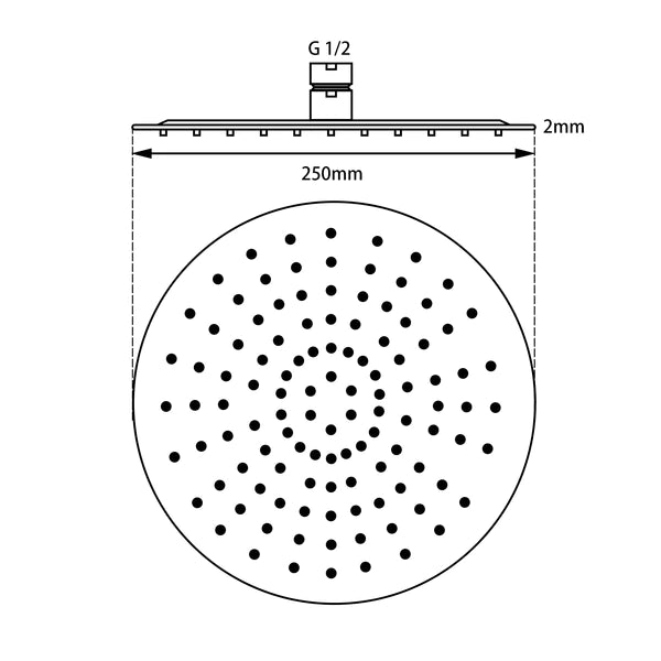Aquaperla 250mm 10" Stainless Steel 304 Chrome Super-slim Round Rainfall Shower Head