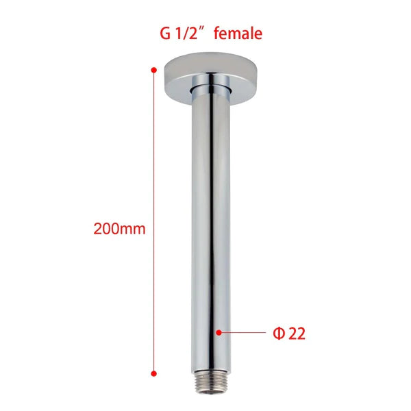Aquaperla Round Chrome Ceiling Shower Arm 200mm