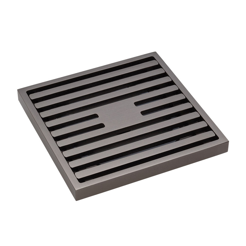 Square Slim Grate Floor Waste, 88mm Outlet, Gun Metal