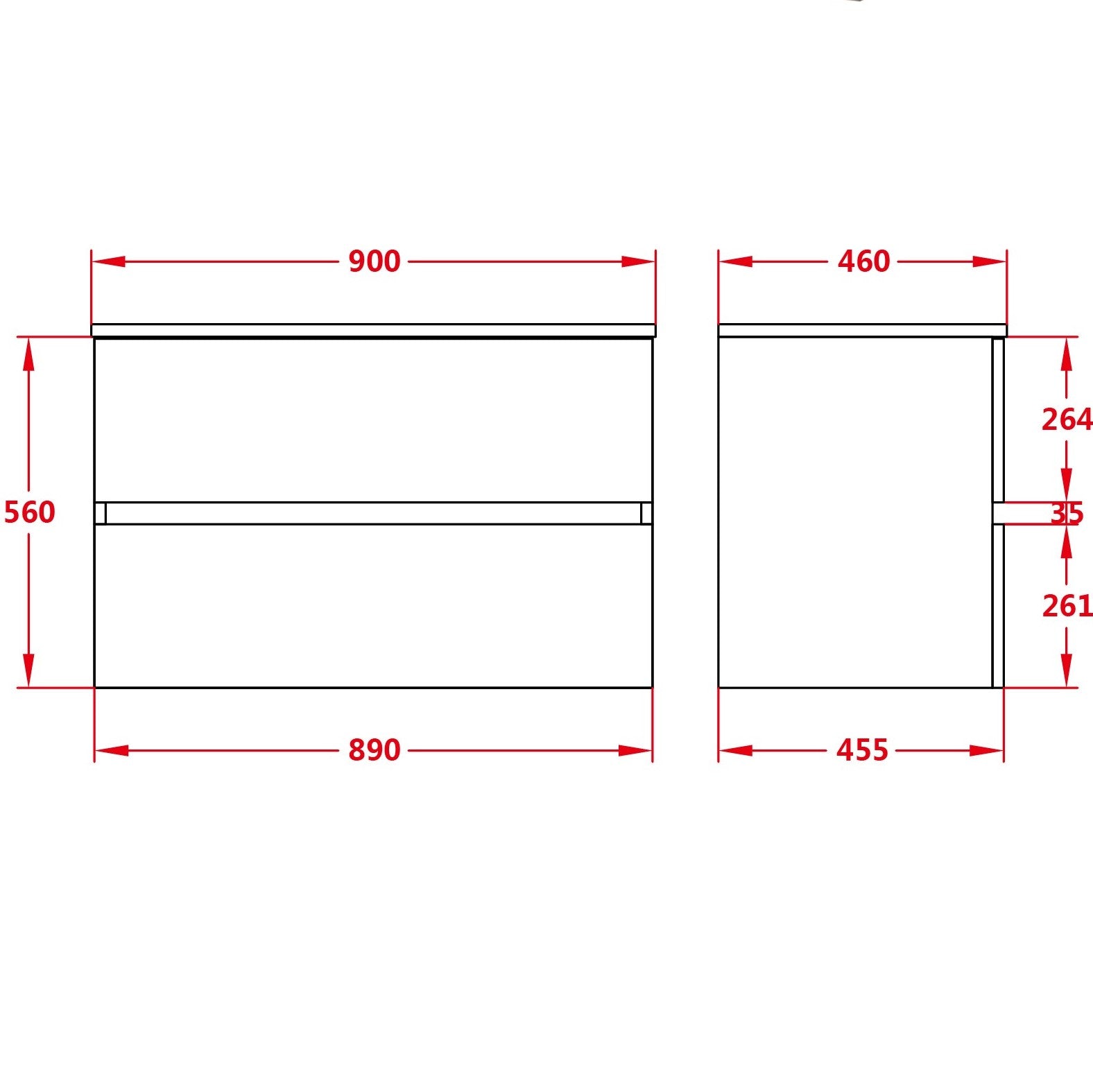 900mm Bathroom Wall Hung Vanity Stella Walnut