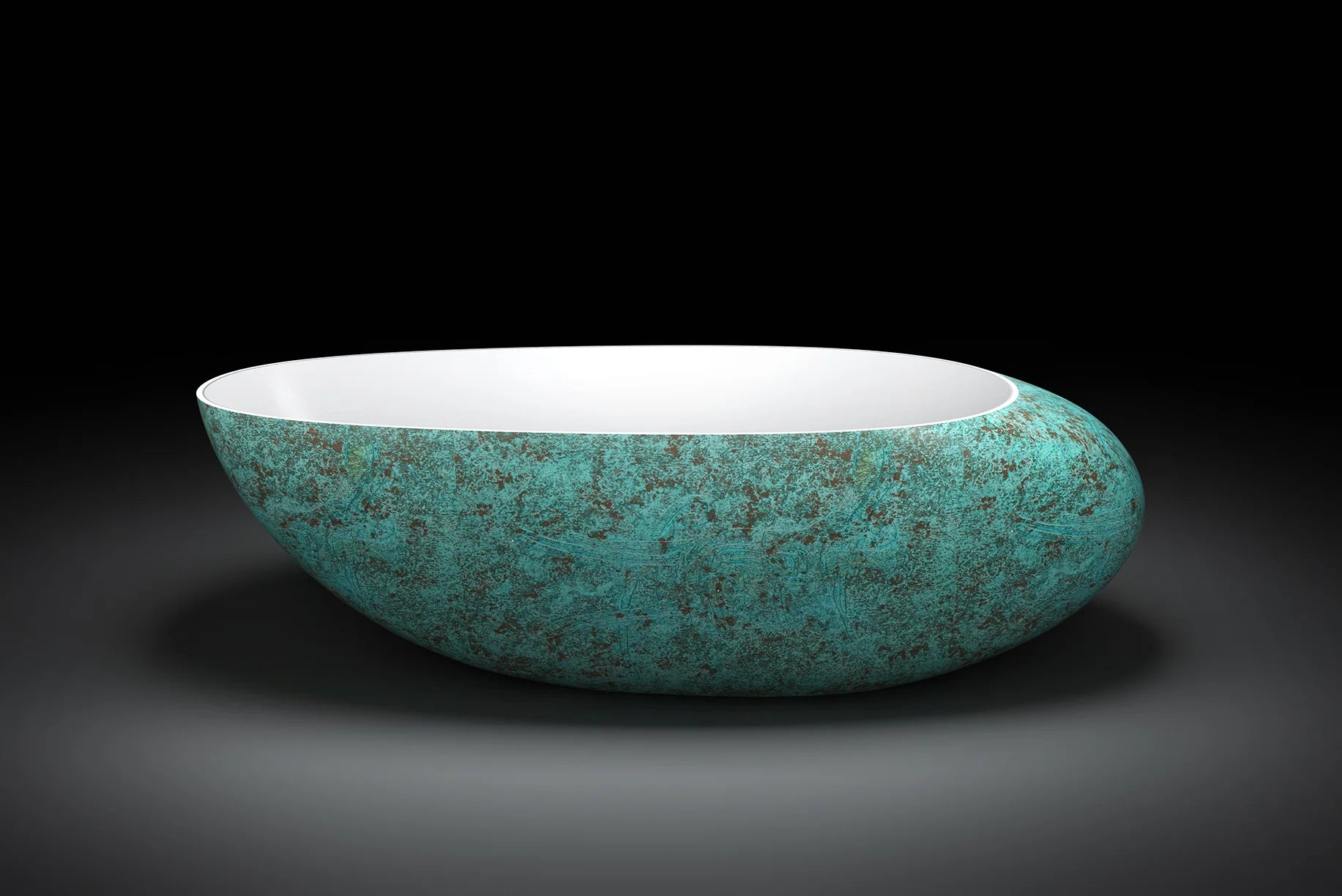 Ovia Ellipse Verdigris Freestanding Solid Surface Cast Stone Bath