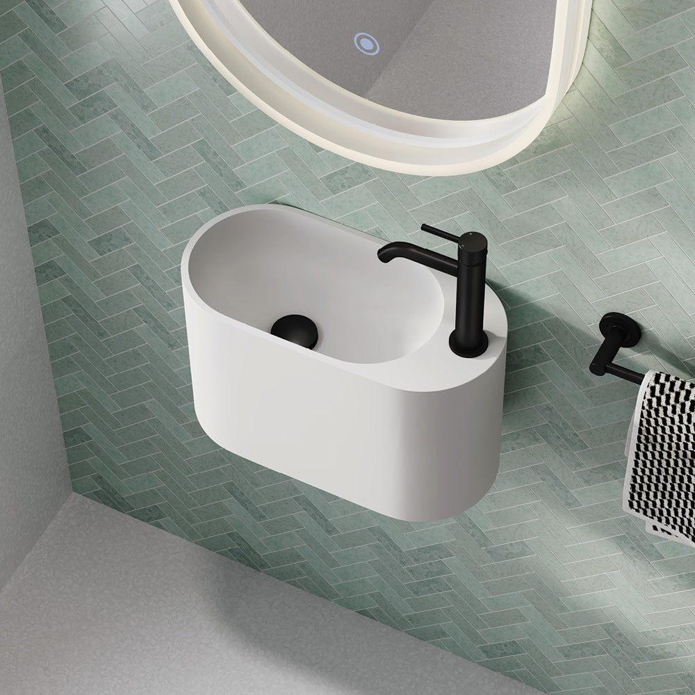 Fienza Ari Solid Surface Wall Basin, 1 Tap Hole