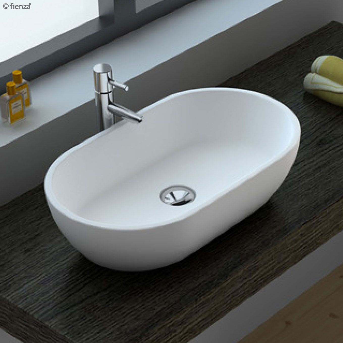Fienza Nero Solid Surface Basin Matte White