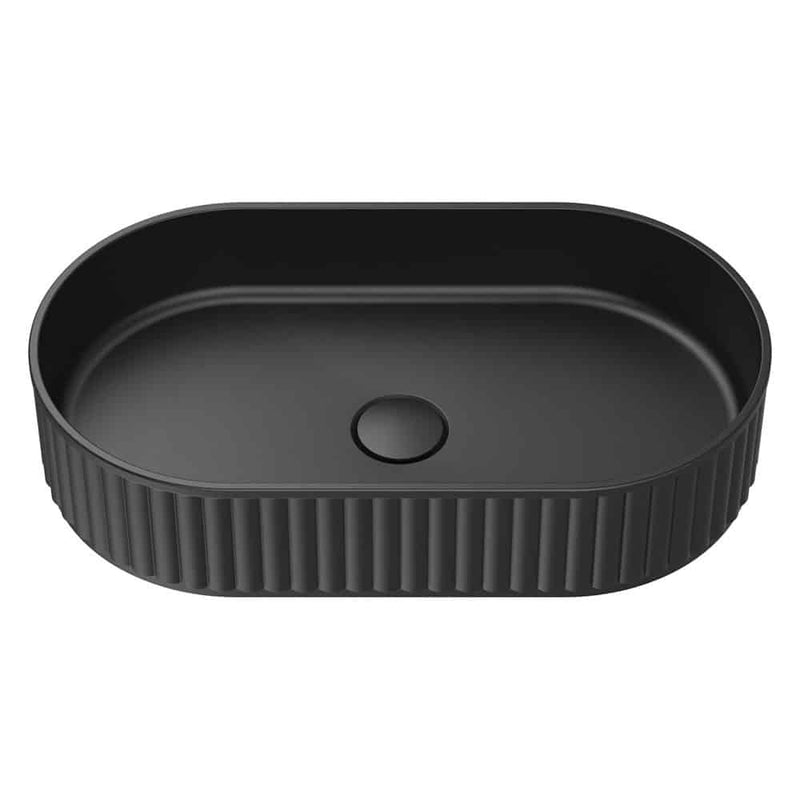 Fienza Minka Pill Oval Solid Surface Above Counter Basin, Matte Black