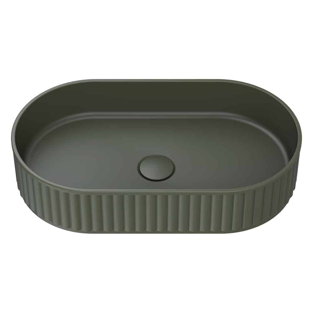 Fienza Minka Pill Oval Solid Surface Above Counter Basin, Forest