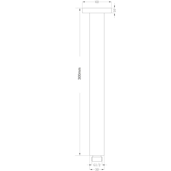 Nero Round Ceiling Arm 300mm Brushed Nickel