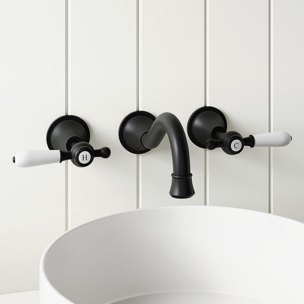 Modern National Bordeaux Wall Bath Set Matte Black