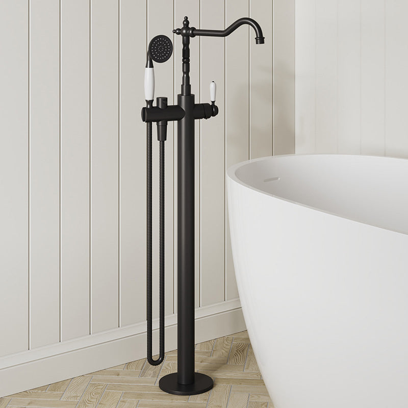 Modern National Bordeaux Freestanding Bath Mixer With Hand Shower Matte Black