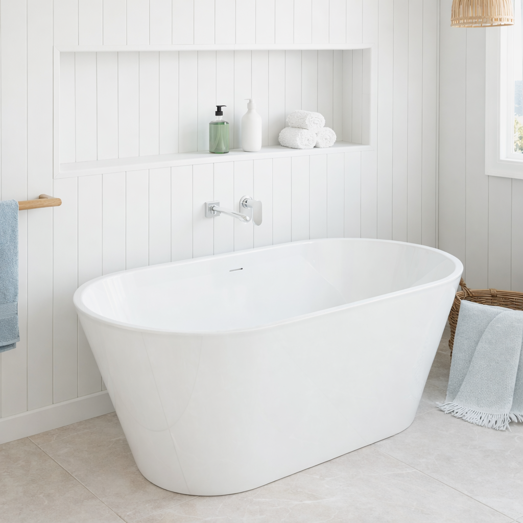 Ovia Oval 1500mm Milan Freestanding Bath Tub Gloss White