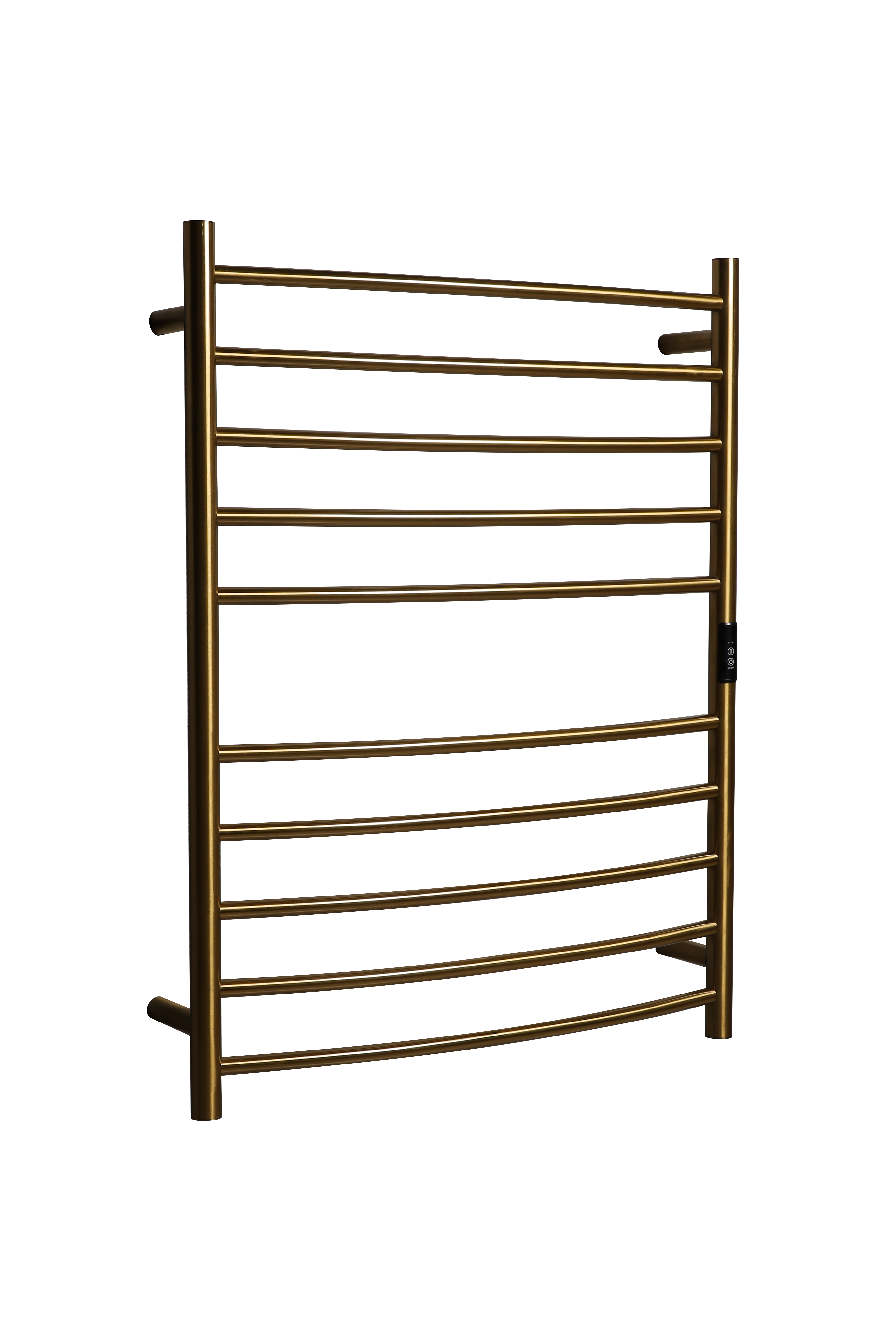 Hotwire Curved Round Heated Towel Rail 10 Bars Gold 900hx700w Inc Timer