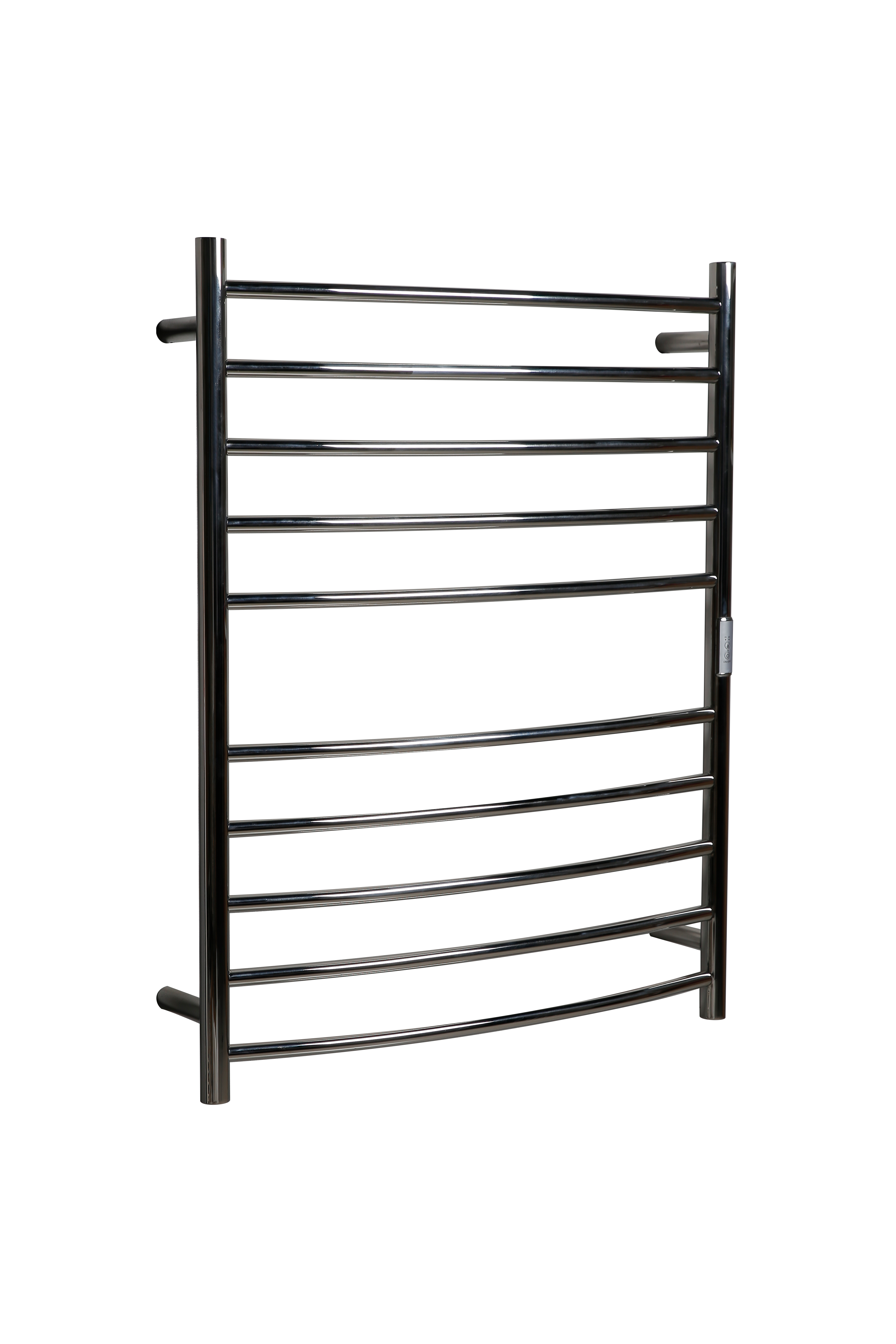 Hotwire Curved Round Heated Towel Rail 10 Bars Chrome 900hx700w Inc Timer