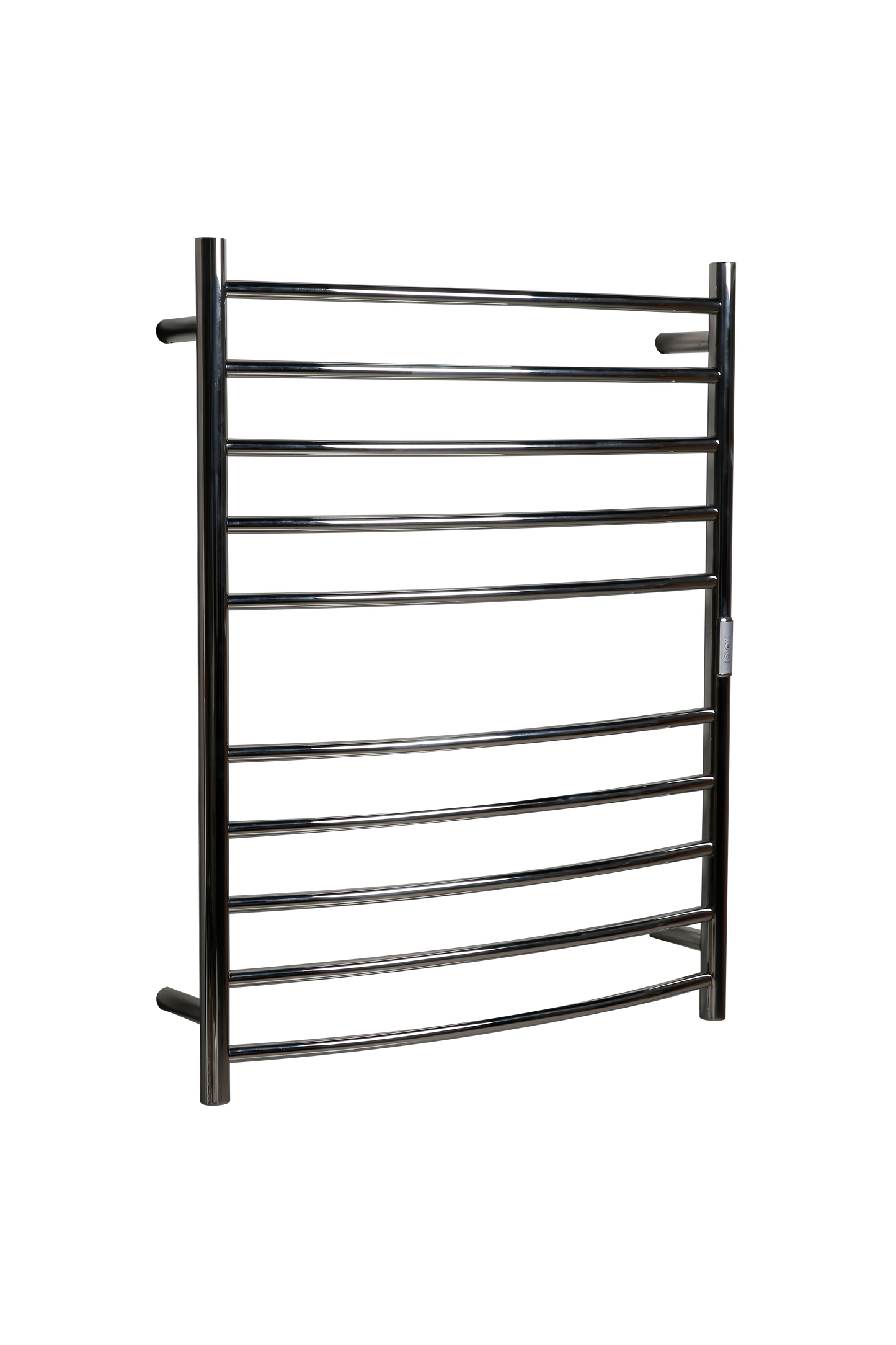 Hotwire Curved Round Heated Towel Rail 10 Bars Chrome 900hx700w Inc Timer