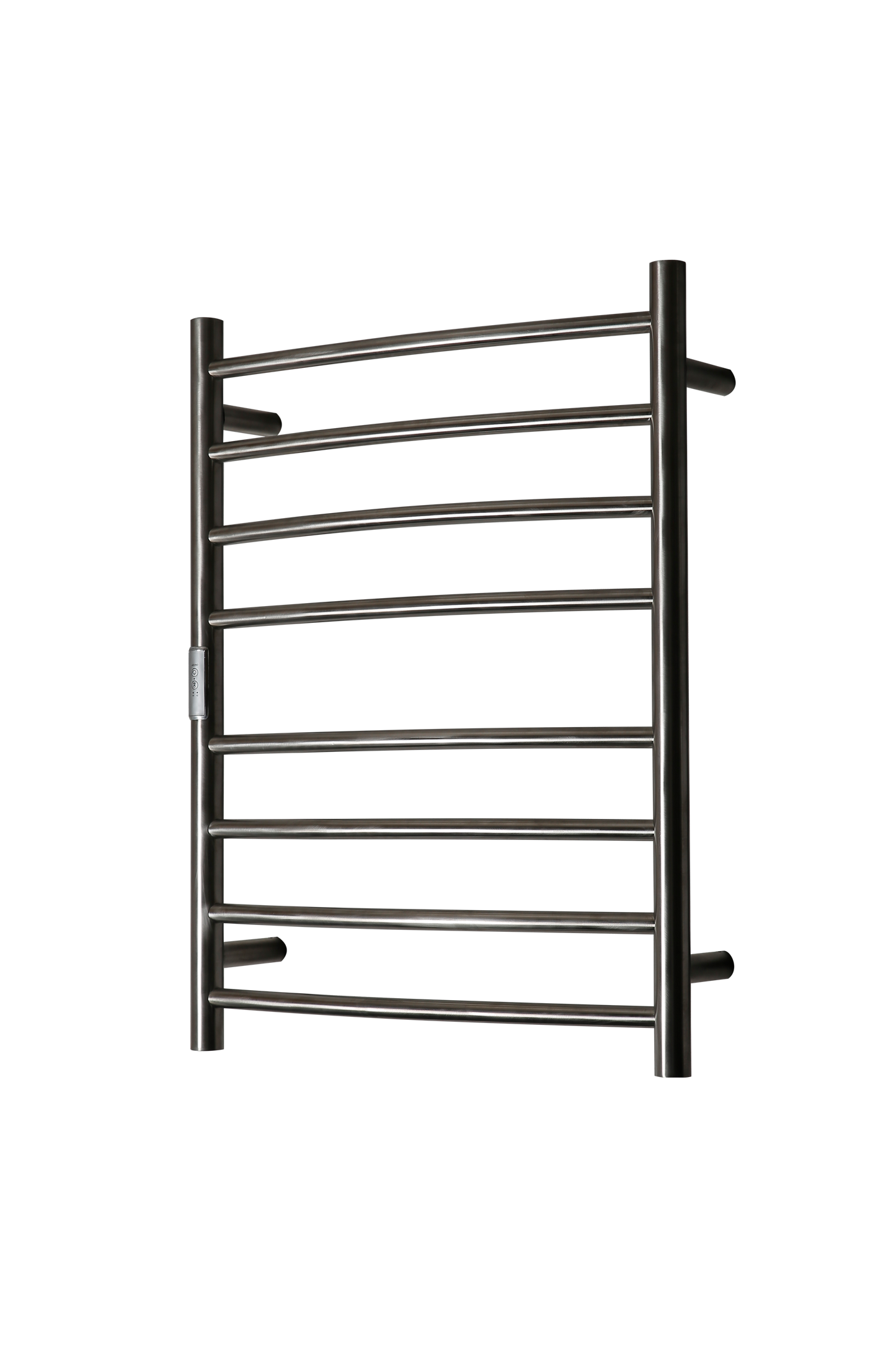 Hotwire Curved Round Heated Towel Rail 8 Bars Brushed Nickel 700hx530w Inc Timer