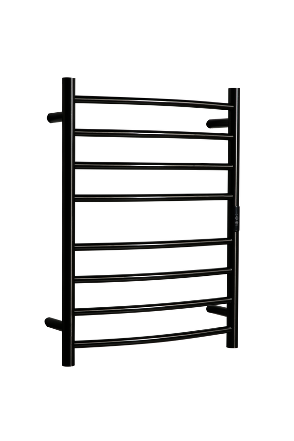 Hotwire Curved Round Heated Towel Rail 8 Bars Gun Metal 700hx530w Inc Timer