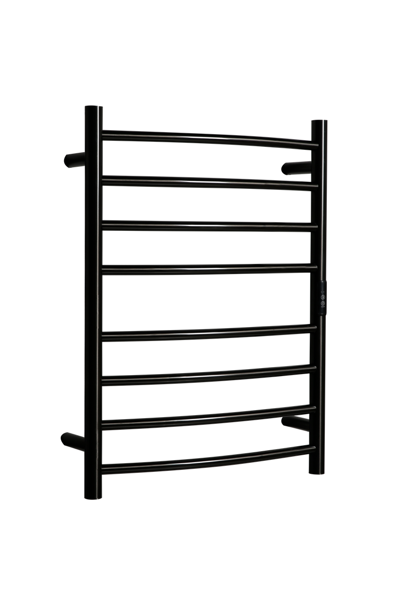 Hotwire Curved Round Heated Towel Rail 8 Bars Gun Metal 700hx530w Inc Timer