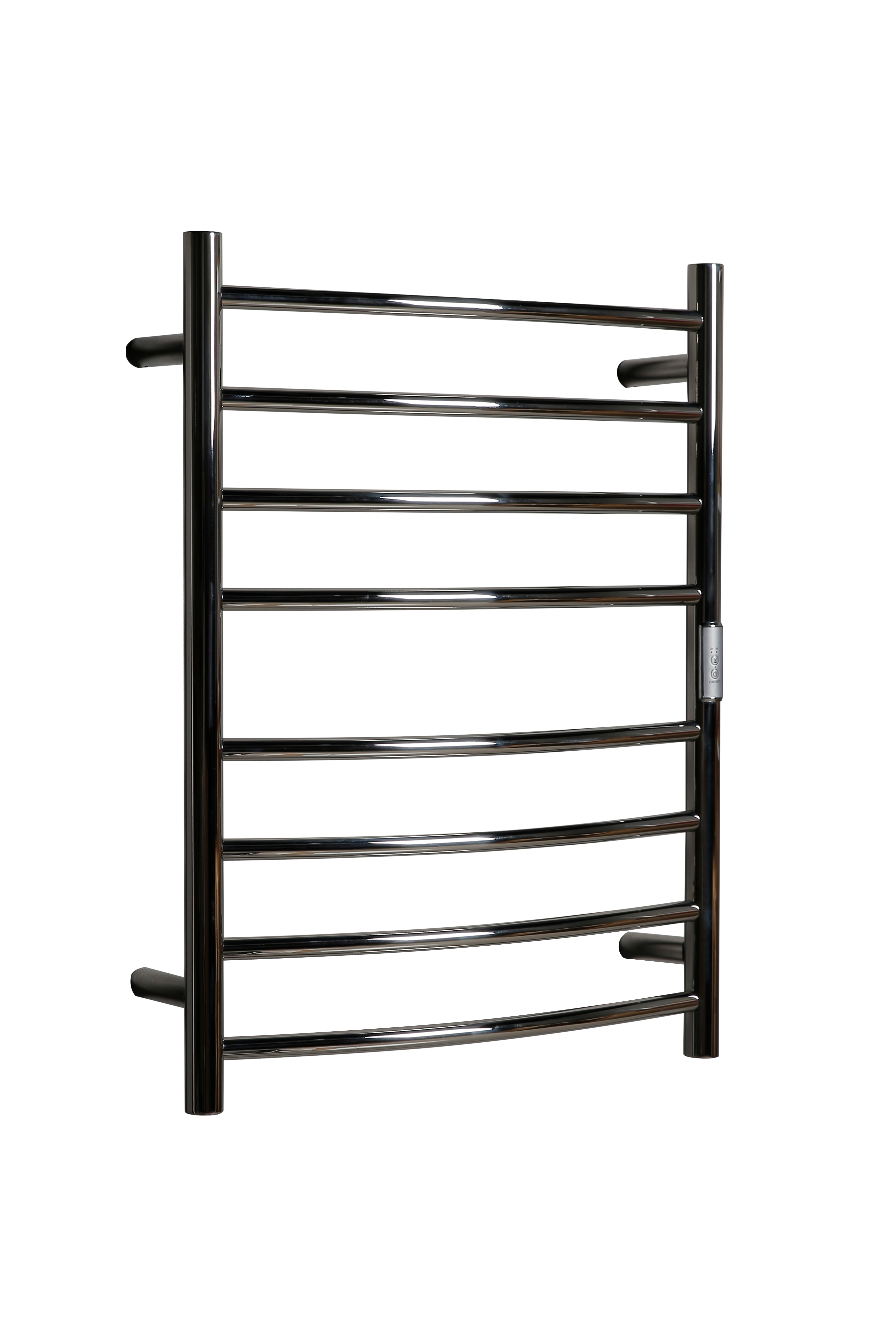 Hotwire Curved Round Heated Towel Rail 8 Bars Chrome 700hx530w Inc Timer
