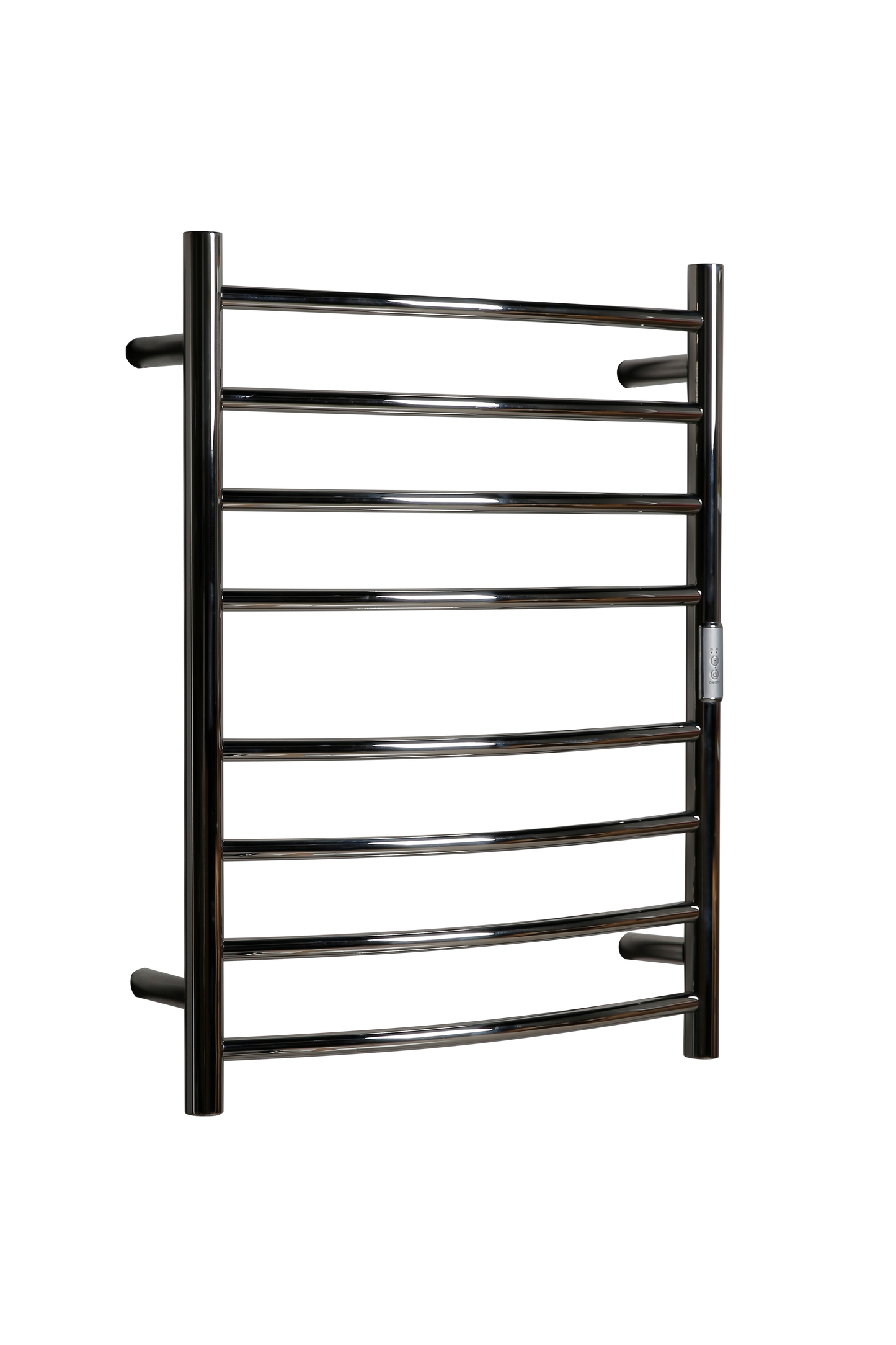 Hotwire Curved Round Heated Towel Rail 8 Bars Chrome 700hx530w Inc Timer