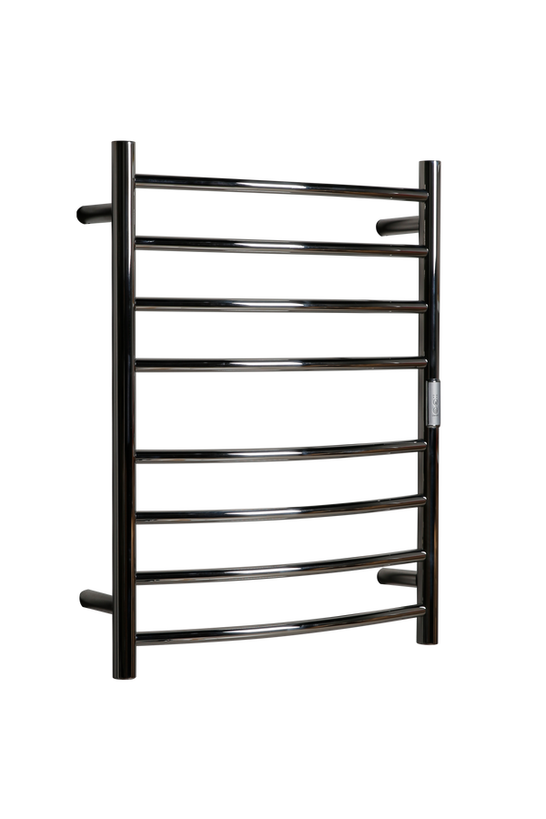 Hotwire Curved Round Heated Towel Rail 8 Bars Chrome 700hx530w Inc Timer