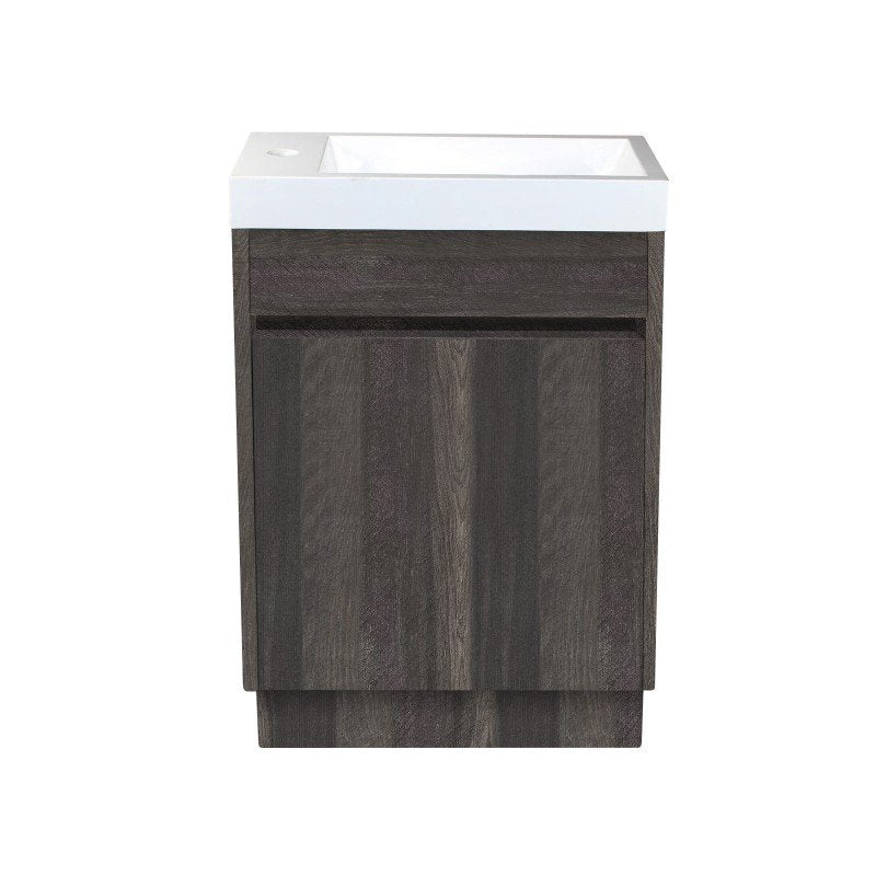 500x250x850mm PVC Filmed Floor Mini Bathroom Vanity Dark Grey Cabinet Poly Top Kickboard Freestanding