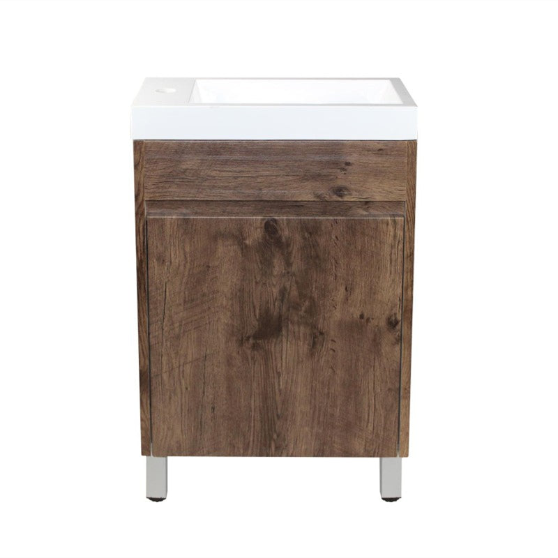 500x250x830mm Bathroom Vanity Dark Oak Cabinet Poly Top Freestanding PVC Filmed Floor Mini Narrow