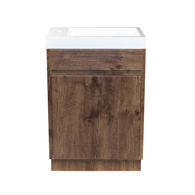 500x250x850mm Bathroom Vanity Dark Oak Wood Grain Cabinet Poly Top Kickboard Freestanding PVC Filmed Floor Mini