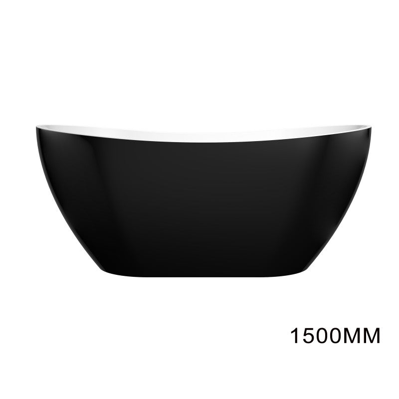1500x750x680mm Evie Black & White Oval Freestanding Bathtub Acrylic