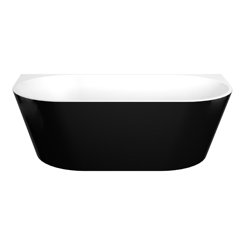 1500x750x580mm Elivia Black & White Back to Wall Freestanding Bathtub Acrylic