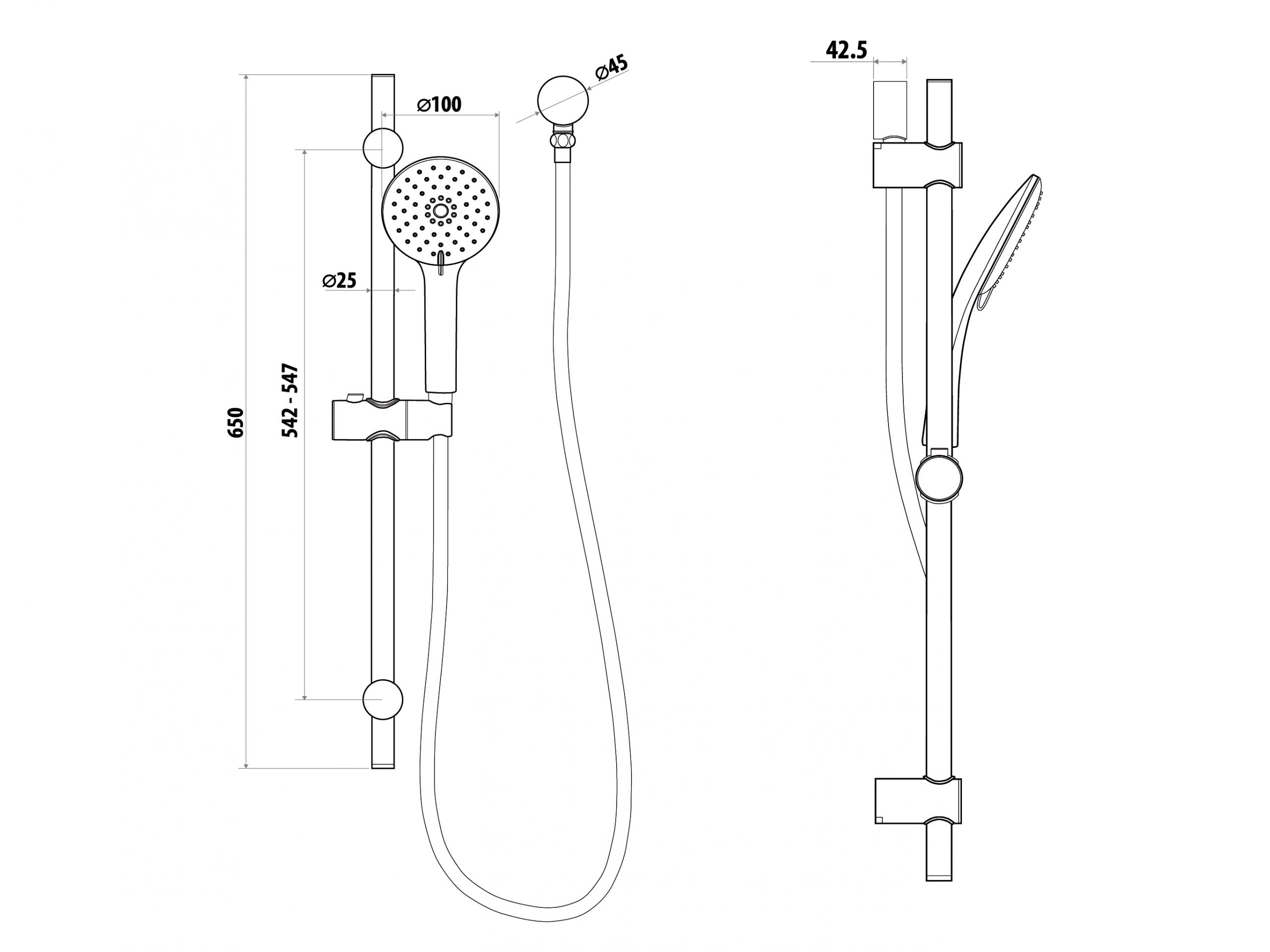 Elle Stainless Steel Hand Shower on Rail