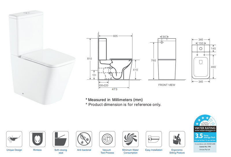 Milano Gloss White Rimless Back To Wall Toilet Suite