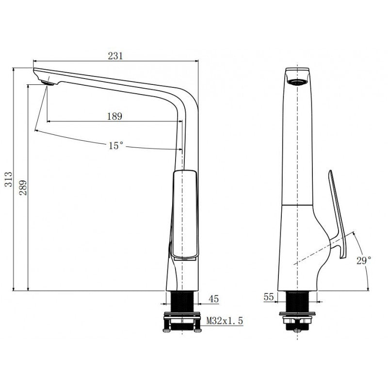 Esperia Chrome & Matte Black Kitchen Mixer