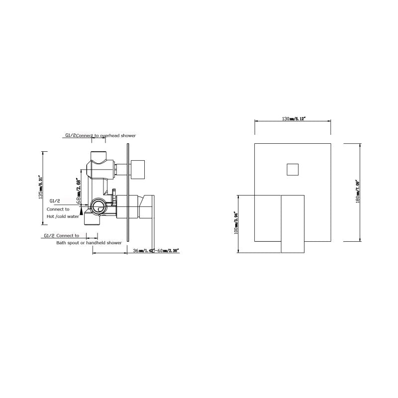 Ottimo/Omar Chrome Bath/Shower Mixer Diverter