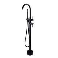 Aquaperla Round Freestanding Bath Mixer with Handheld Shower - Black