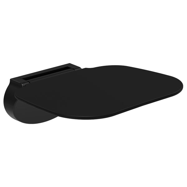 Fienza Care Folding Shower Seat, Matte Black Base, Satin Black Seat