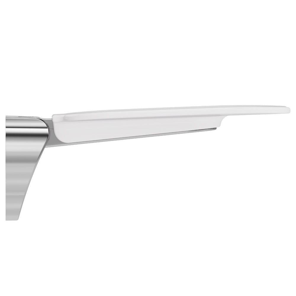 Fienza Care Folding Shower Seat, Chrome Base, Satin White Seat — image 3