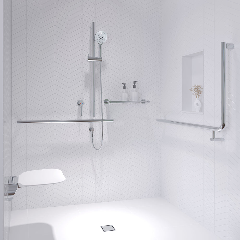 Fienza 90° Care Slimline Left-Hand Grab Rail, Stainless Steel — image 2