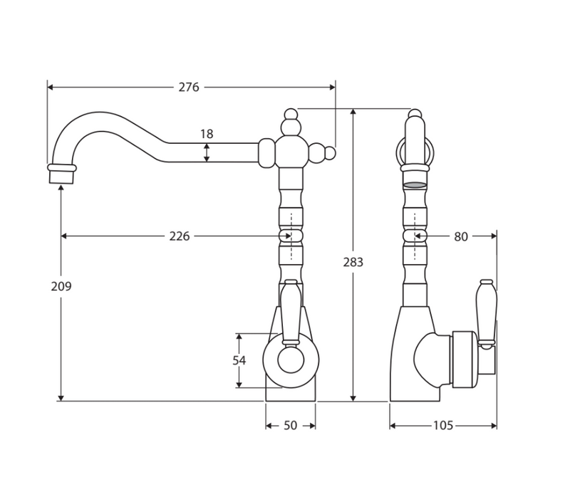 Fienza Eleanor Shepherds Crook Sink Mixer - Brushed Nickel