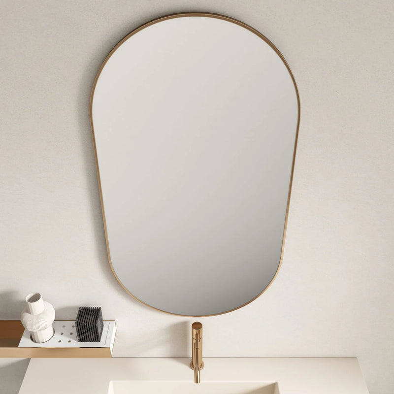 Aluminum Framed 500mm Oval Mirror – Brushed Gold
