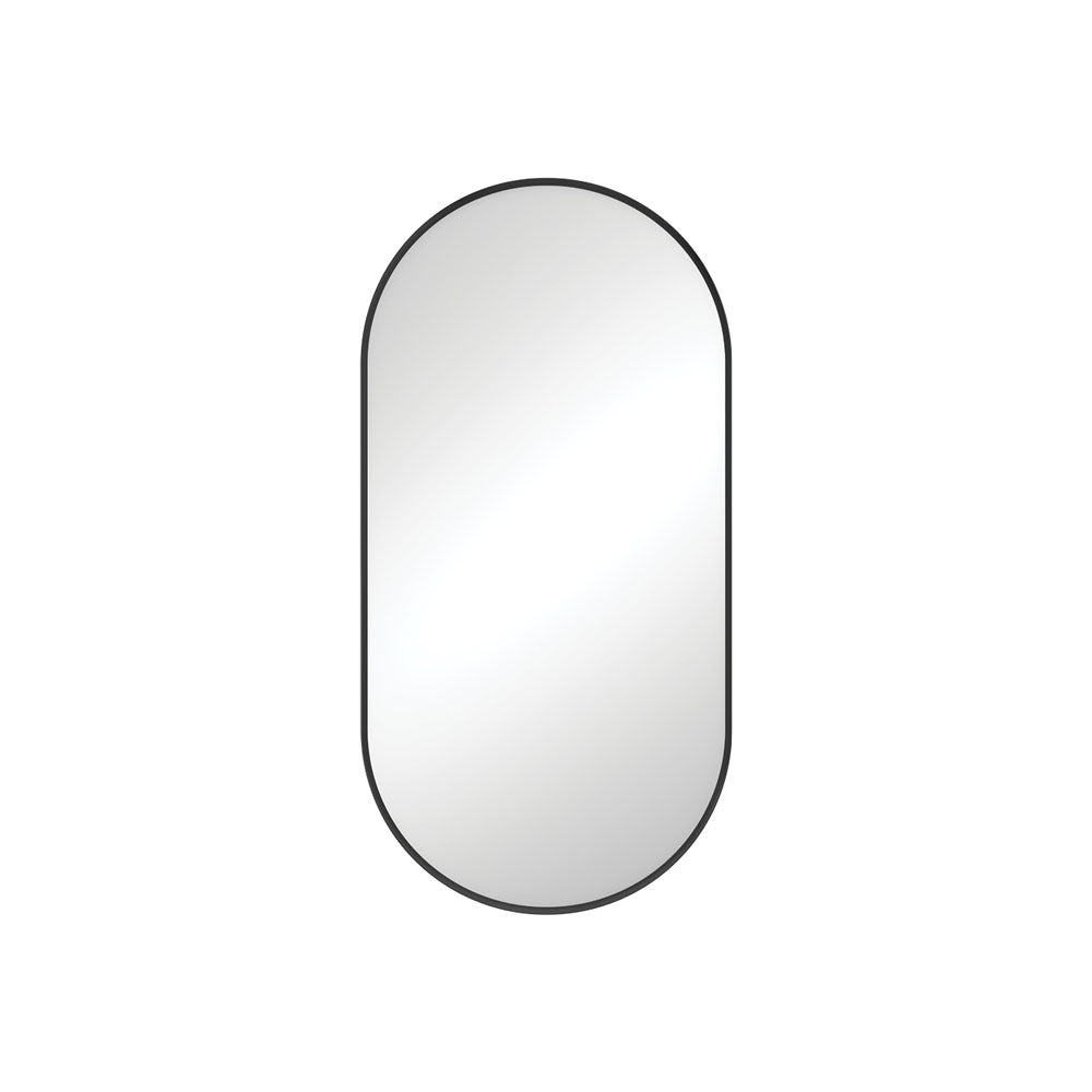 Empire Matte Black Framed Pill Oval Shaped Mirror 450 x 900mm