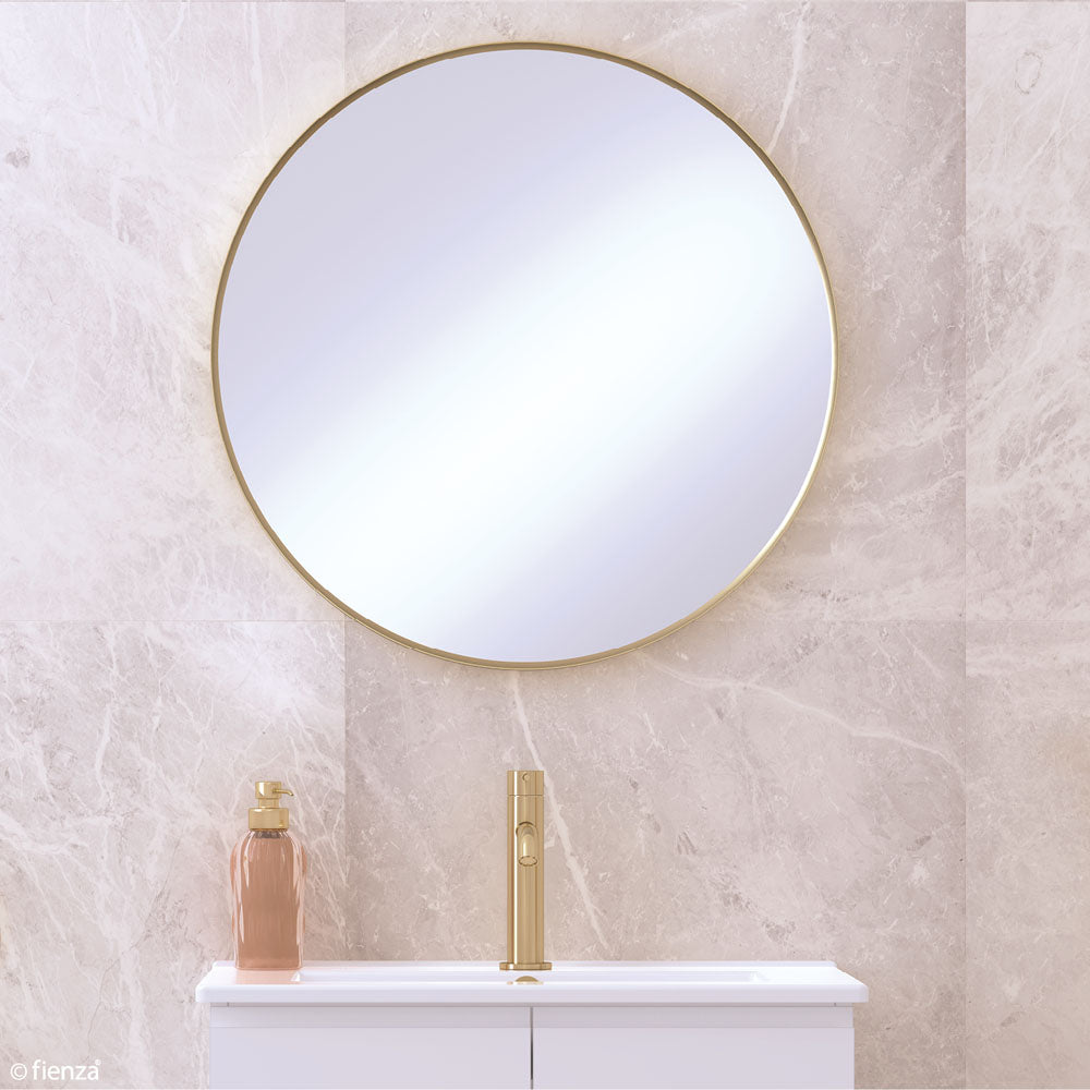 Reba Urban Brass Framed Round Mirror, 600mm, Urban Brass