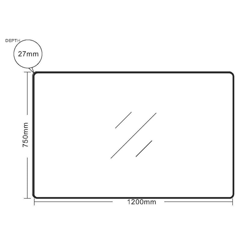 Aluminum Framed 1200mm Rectangular Mirror - Matt Black