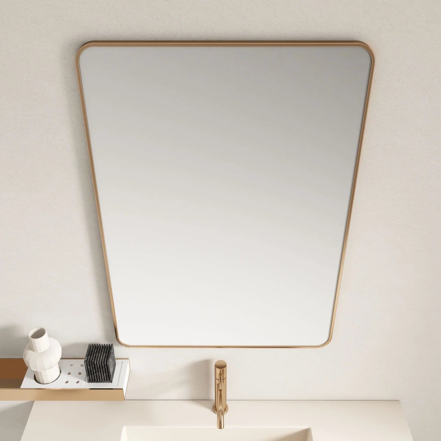 Aluminum Framed 600mm Rectangular Mirror- Brushed Gold
