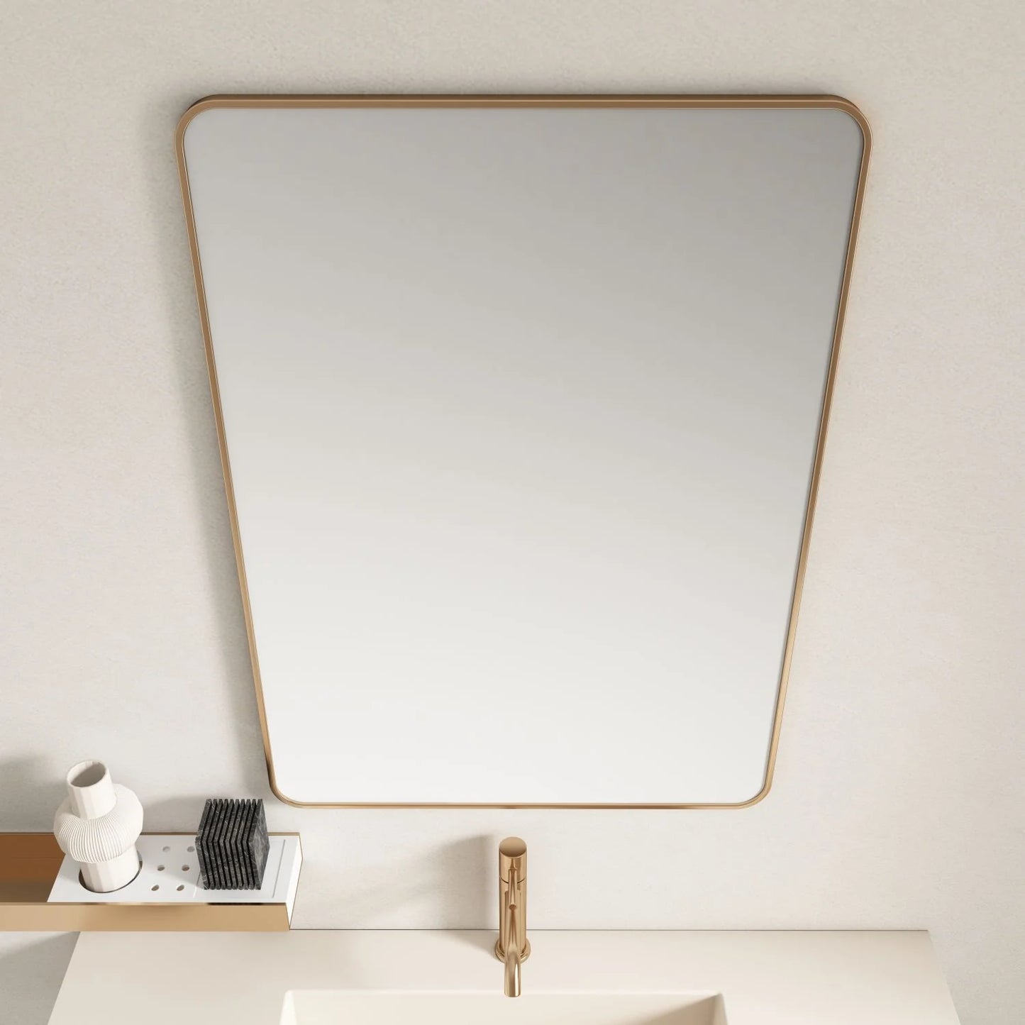 Aluminum Framed 600mm Rectangular Mirror- Brushed Gold