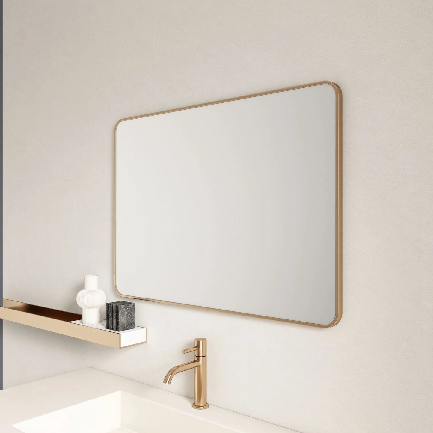 Aluminum Framed 600mm Rectangular Mirror- Brushed Gold
